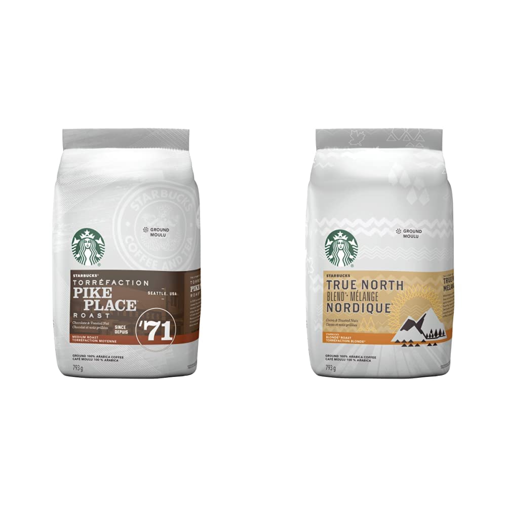 Starbucks Pike Place Roast and True North Blend Ground Coffee